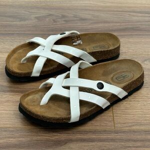 Birkenstock Betula Vinja Criss Cross Strappy Slide Sandals in White Size 5